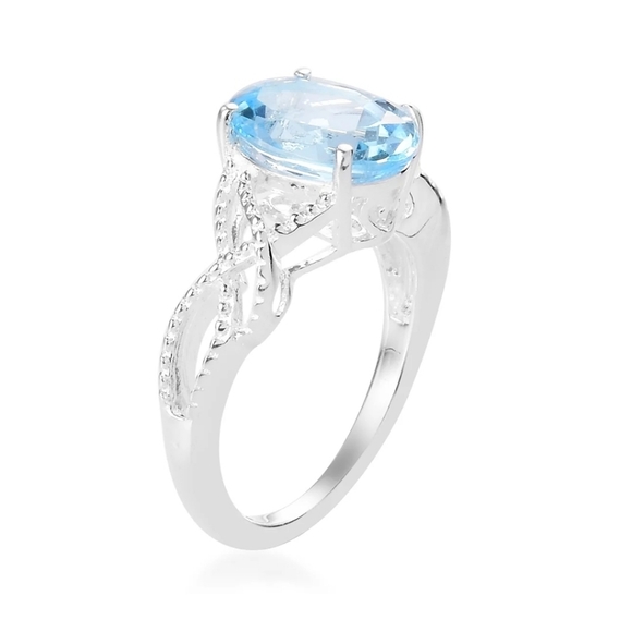 Genuine Sky Blue Topaz 💙 Ring Platinum over Sterling Silver Sz 11! - Picture 3 of 8